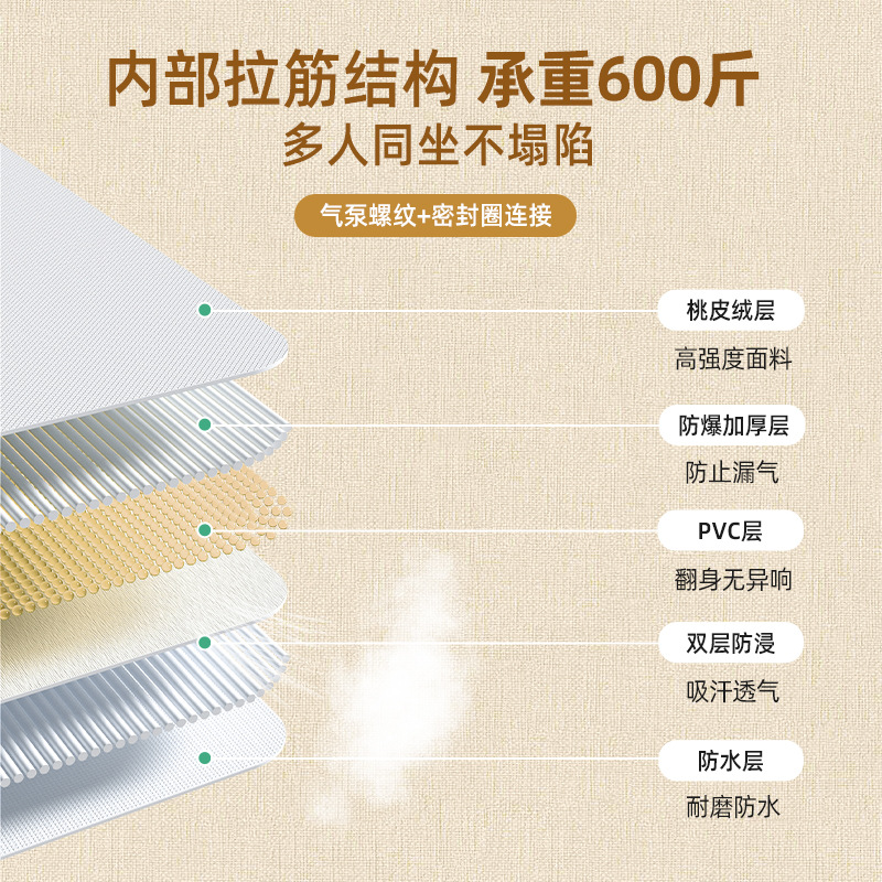 户外便携舒适自动充气沙发办公座椅床桃皮绒懒人休息露营轻奢 - 图1