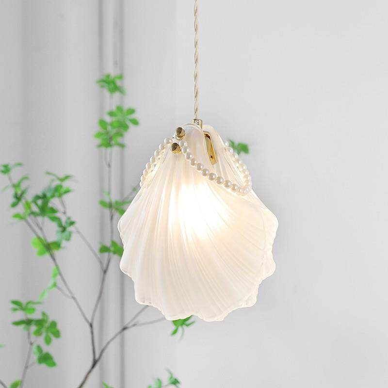 贝壳小吊灯法式轻奢创意个性设计水晶玻璃灯具浪漫温馨卧室床头灯,淘宝优惠券,粉丝福利购,淘宝优惠卷