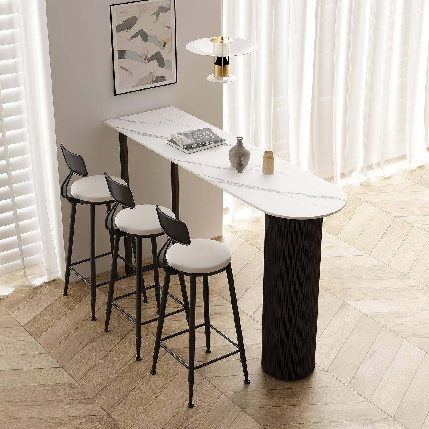 奶油风高脚吧台桌椅岩板轻奢小户型客厅阳台垭口隔断吧台桌高脚桌,淘宝优惠券,粉丝福利购,淘宝优惠卷