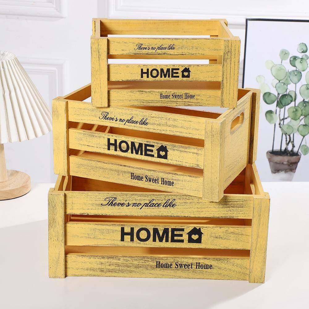 现货木制整理收纳筐超市水果陈列筐做旧装饰箱木质杂物储物箱,淘宝优惠券,粉丝福利购,淘宝优惠卷