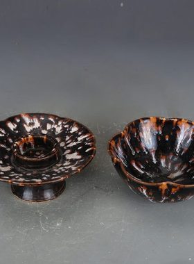 宋瓷器宋代吉州窑虎皮斑茶盏杯盏托盏仿古瓷器古董古玩老货收藏品