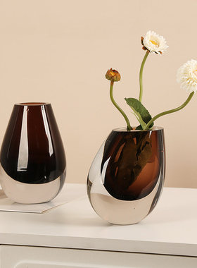 琉璃特厚花瓶插花水培花器客厅玄关餐桌样板房电视柜极简装饰摆件