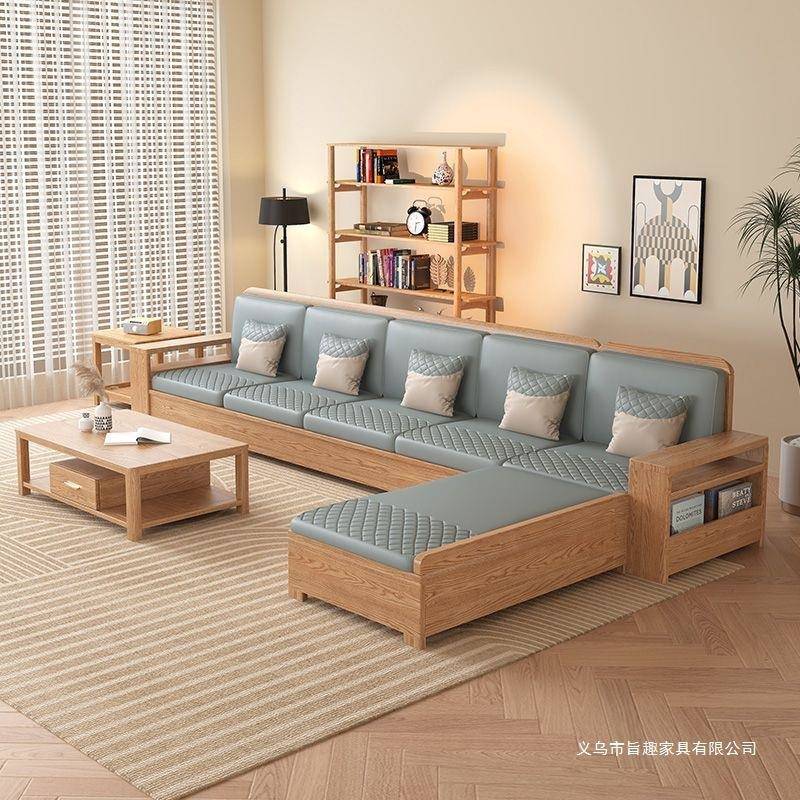 白蜡实木贵妃沙发床现代简约冬夏两用多功能高箱储物原木色沙发 - 图2