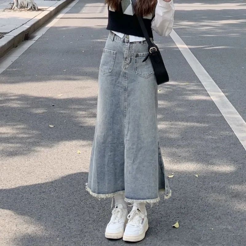 中大童毛边复古包臀牛仔半身裙夏季新款学生半裙中长款鱼尾裙子,淘宝优惠券,粉丝福利购,淘宝优惠卷