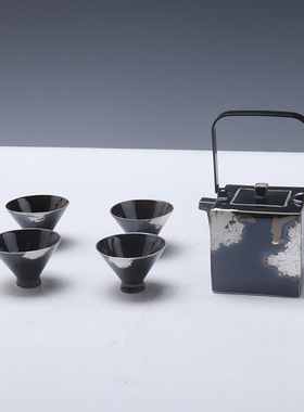 新中式大理石托盘茶具组合摆件客厅茶室茶几书房样板间桌面装饰品