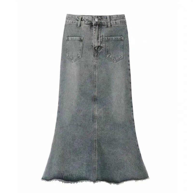 中大童毛边复古包臀牛仔半身裙夏季新款学生半裙中长款鱼尾裙子,淘宝优惠券,粉丝福利购,淘宝优惠卷