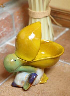 创意海洋系之鹈鹕财陶玄关钥PXI匙盘水果盘肥皂瓷招盒收纳家列居