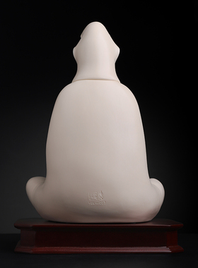 戴玉堂林建平陶瓷黄家用菩萨佛像》牙观世音《观音饰猛犸净瓶摆