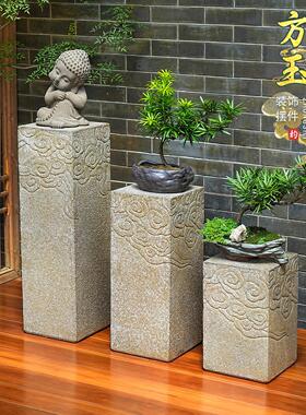 祥云展示柱仿古STC中地摆落件客厅玄关庭院花园装仿饰石墩式花架