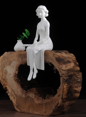 花样年华德化白瓷古典仕女人物雕塑个性居家办公摆收藏礼品摆件