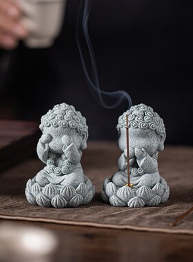 创意四不小如来线香插茶宠摆件中式佛像香薰炉香托香座桌面装饰品