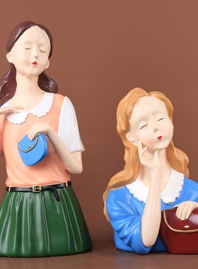 可爱女郎摆件家居客厅装饰品儿童房卧室样板间少女心摆设女生创意