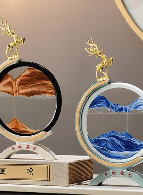 流沙画沙漏暖居摆件客厅酒柜电视柜鹿装饰品搬家礼物乔迁新居礼品