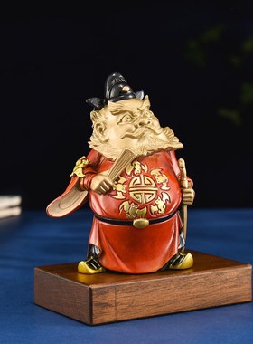 铜掌柜钟馗摆件黄铜小钟馗手把件职场防小人办公室工位桌面装饰品