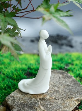 创意陶瓷人物摆件禅意无相小僧家居玄关客厅办公室桌面装饰摆设品