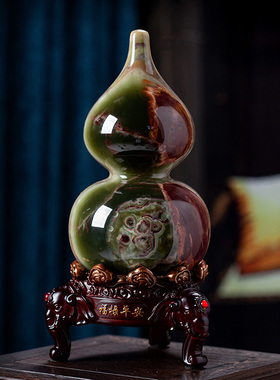 石诚记天然玉石葫芦平安摆件家居饰品客厅电视柜玄关居家中式摆设