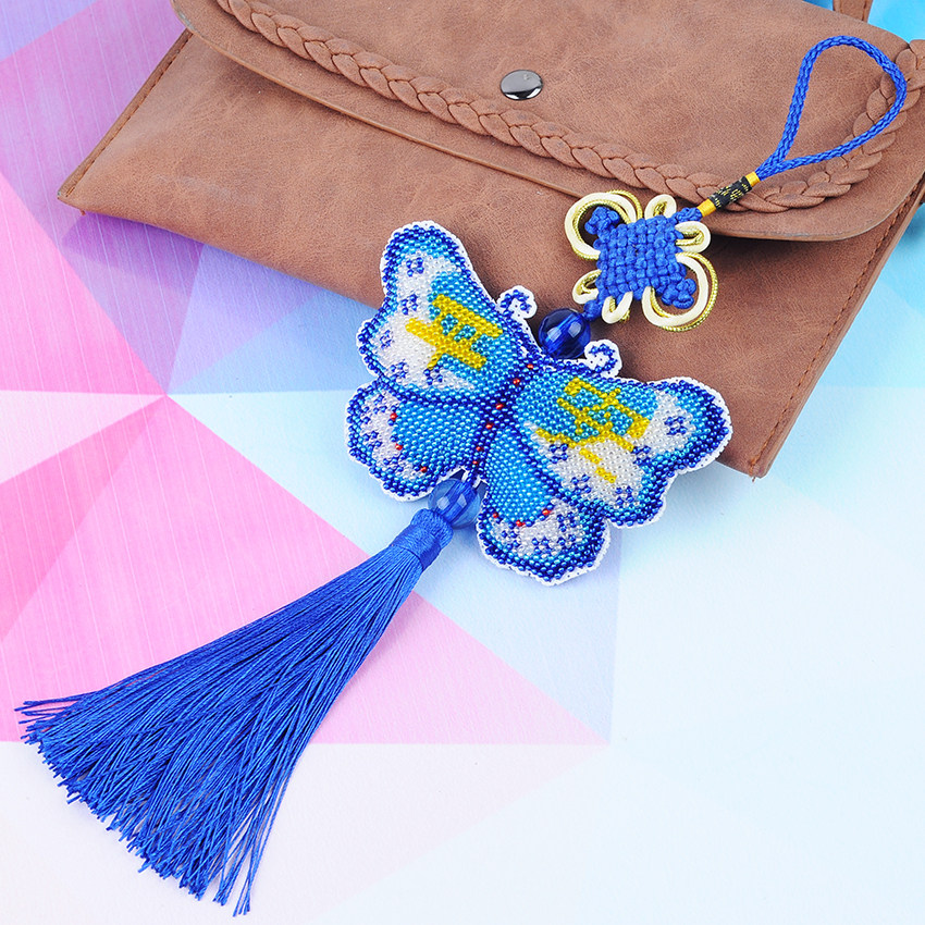 新款十字绣平安福珠绣平安蝴蝶车挂饰平安福简单精准彩色双面绣,淘宝优惠券,粉丝福利购,淘宝优惠卷