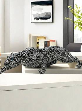 跨境热子销豹办金钱豹动物新款艺摆件树脂工品电视20240801柜玄关