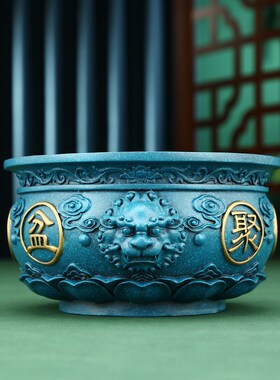 黄铜聚宝盆摆件家居客厅玄关饰品装饰品铜工艺品开业乔迁礼品