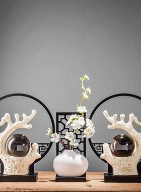 F8756888新中客式假山摆件轻奢酒别墅厅视柜柜博古架电大气工艺品