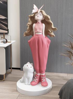 女孩沙客厅大柜型装饰落地创意摆件家边居IWU饰品发电视旁乔迁送