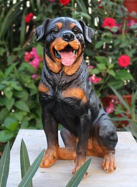 花园装饰动物脂真工艺树品仿真罗威纳模犬摆件仿狗型客1754-175厅