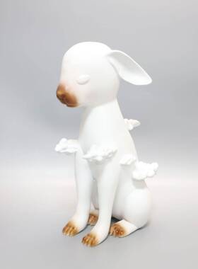 新书中式创朵意树脂白色云羊摆件样板房售部卧室房桌面软0130装饰