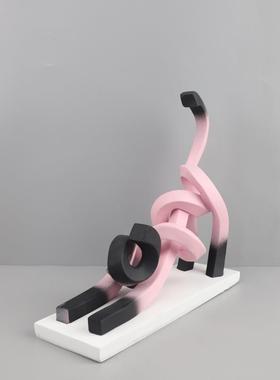 现猫代简约扭曲线卧条咪趣味树家脂摆件客厅室儿1055童房玄关居装