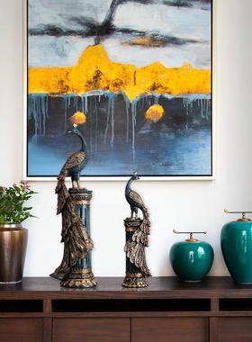 复摆古手绘孔雀件手摆工艺品客厅电柜视酒柜玄关家居装ZY8228饰品