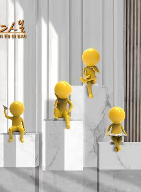 读书人装雕客厅摆件创ZHI EN B意卡通人物图塑书馆售楼装饰艺术品