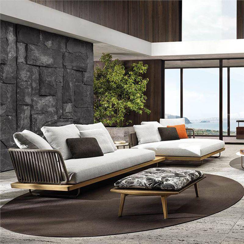 户外沙发庭院防水藤椅室外藤编柚木单人露台实木花园茶几家具 - 图2