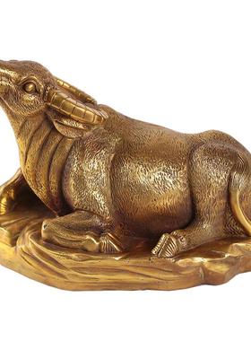 皇品轩开铜牛风水招财工艺家居饰品办公室业礼品牛纯黄铜旺市3254