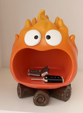 卡通客厅玄关入户进门钥匙收纳托盘乔迁新居搬家礼物装饰柴火摆件