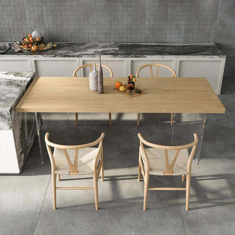 亚克力长方形原木岛台餐桌现代简约伸缩悬空桌大板工作台桌子饭桌,淘宝优惠券,粉丝福利购,淘宝优惠卷