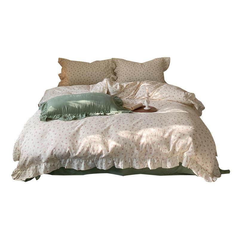 小清新居家婴儿级双层纱小碎花床上四件套全棉纯棉文艺1.5m米被套,淘宝优惠券,粉丝福利购,淘宝优惠卷