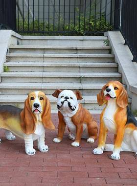 花VGX园雕仿真大狼金品毛犬摆件家居客厅庭院装饰工艺狗玻璃钢动