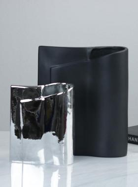 厅现花代简约电卷形器欧式轻奢摆件样板客书镀房米兰时WOE尚软装