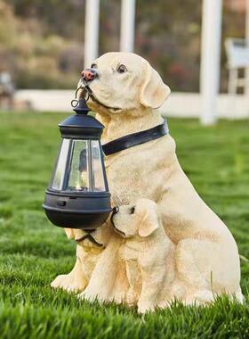 太阳能庭灯拉院布拉多母子狗摆件庭院花装园脂户外饰GBJ树工艺品