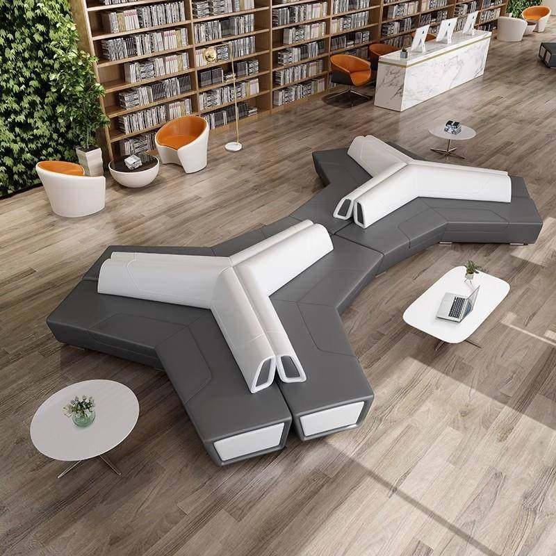 创意办公沙发现代休闲商务休息区皮艺沙发大堂接待会客厅异形沙发,淘宝优惠券,粉丝福利购,淘宝优惠卷