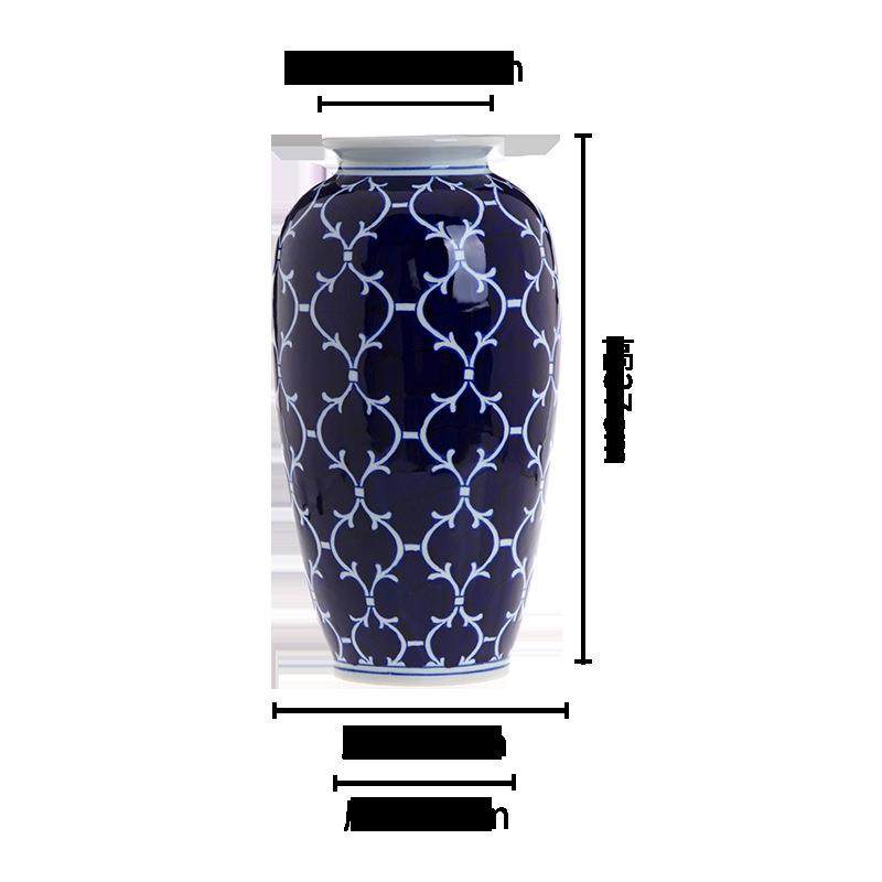 新中式高级感青花瓷复古花瓶客厅玄关装饰品摆件陶瓷创意插花花器,淘宝优惠券,粉丝福利购,淘宝优惠卷