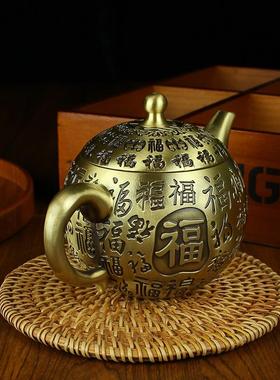 黄铜金属工百福茶壶铜办公室艺茶桌茶具配件纯铜H-2壶摆品件厂家