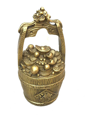 纯铜一桶金摆件铜水桶元宝造型家居客厅玄关装饰桌面摆设开业礼品