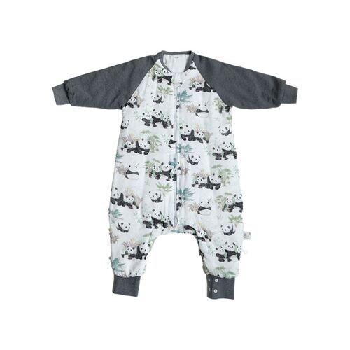 安旦儿童纱布薄厚夹棉空调睡袋春秋季分腿睡袋婴儿连体衣长袖睡袋 - 图1