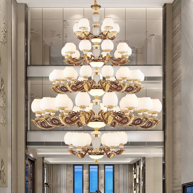 复式楼别墅客厅大吊灯欧式楼中楼挑高跃层大厅中空楼梯锌合金灯具,淘宝优惠券,粉丝福利购,淘宝优惠卷