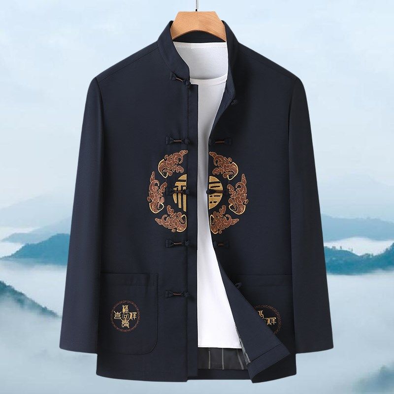 唐装男中老年爸爸春秋装套装中国风长袖生日礼服爷爷父亲装外套,淘宝优惠券,粉丝福利购,淘宝优惠卷