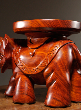 花梨木雕刻大象换鞋凳摆件实木质茶几凳大象凳子家居客厅装饰摆设