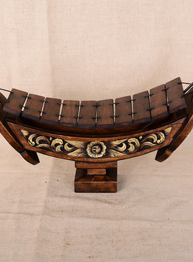 泰国进口工艺品 东南亚家居饰品摆设复古木船型雕花木雕摆件 木琴