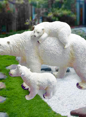 仿真北极熊摆件园林玻璃钢工艺品海洋景观冰雪主题装饰大型雕塑