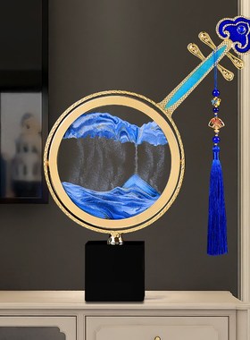 客厅装饰摆件轻奢水晶桌面装饰品高档大气琵琶流沙画办公室摆设