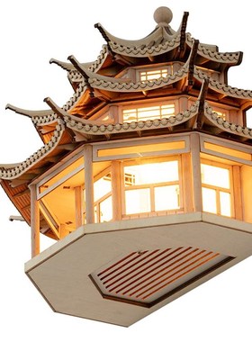 新中式禅意古建筑模型壁饰壁挂样板间酒店大堂售楼处墙面装饰挂件